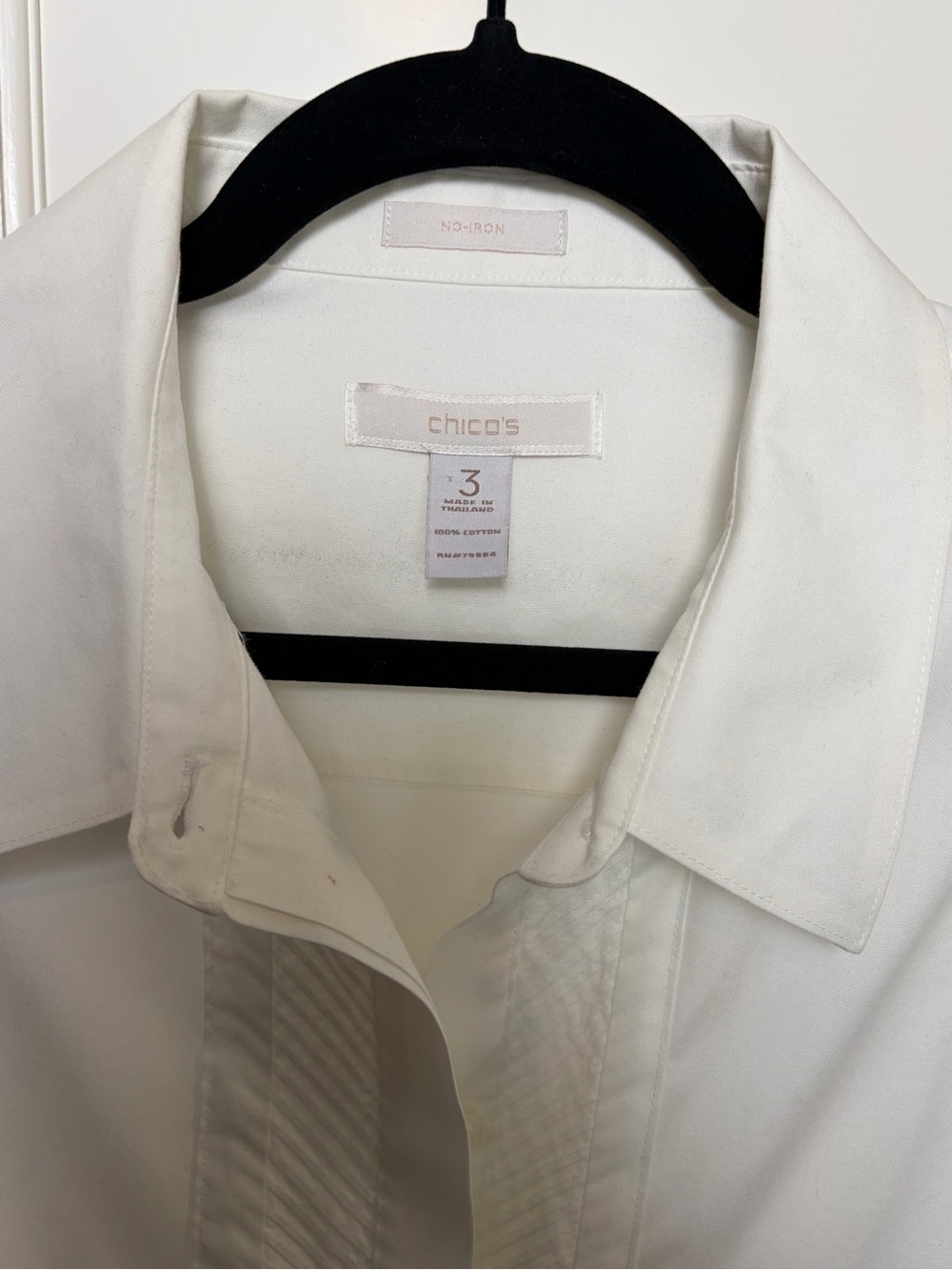 Chicos White Button Down Tuxedo Shirt (3/Large) - Picture 2 of 4